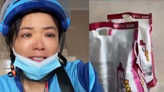 女外卖员为了17块钱，扛2袋20斤大米爬9楼，瞬间崩溃痛哭生活不易